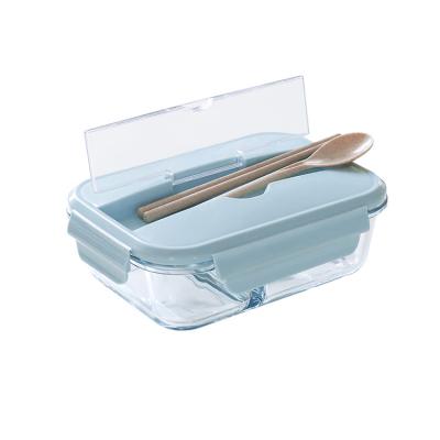Kitchen portable food container Glass lunch box with chopsticks and spoons